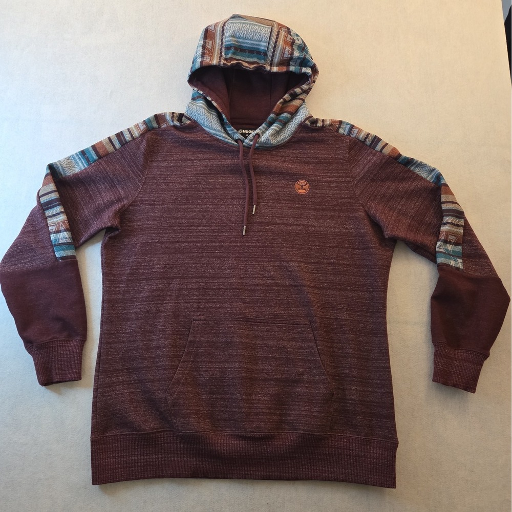 Women's HOOEY Canyon Serape Pullover Hoodie Size XL Maroon